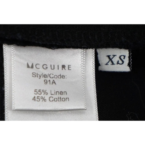 McGuire Sorbonne Dress Women Extra Small XS Black Linen Ruffle Shift Button Back - Picture 10 of 11